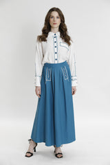 Biye Ve Süs Dikiş Detaylı Gömlek-Etek Takım