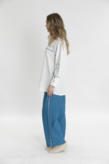 Biye Ve Süs Dikiş Detaylı Gömlek-Pantolon Takım