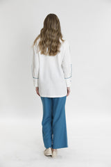 Biye Ve Süs Dikiş Detaylı Gömlek-Pantolon Takım