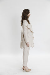 Asimetrik Kesim Bluz-Pantolon Takım