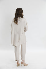 Asimetrik Kesim Bluz-Pantolon Takım