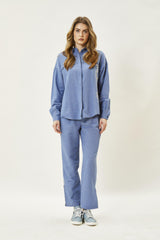 Nakış Detaylı Gömlek-Pantolon Takım