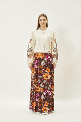Çiçek Desenli Uzun Etek