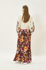Çiçek Desenli Uzun Etek