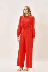 Aksesuar Detaylı Bluz-Pantolon Takım