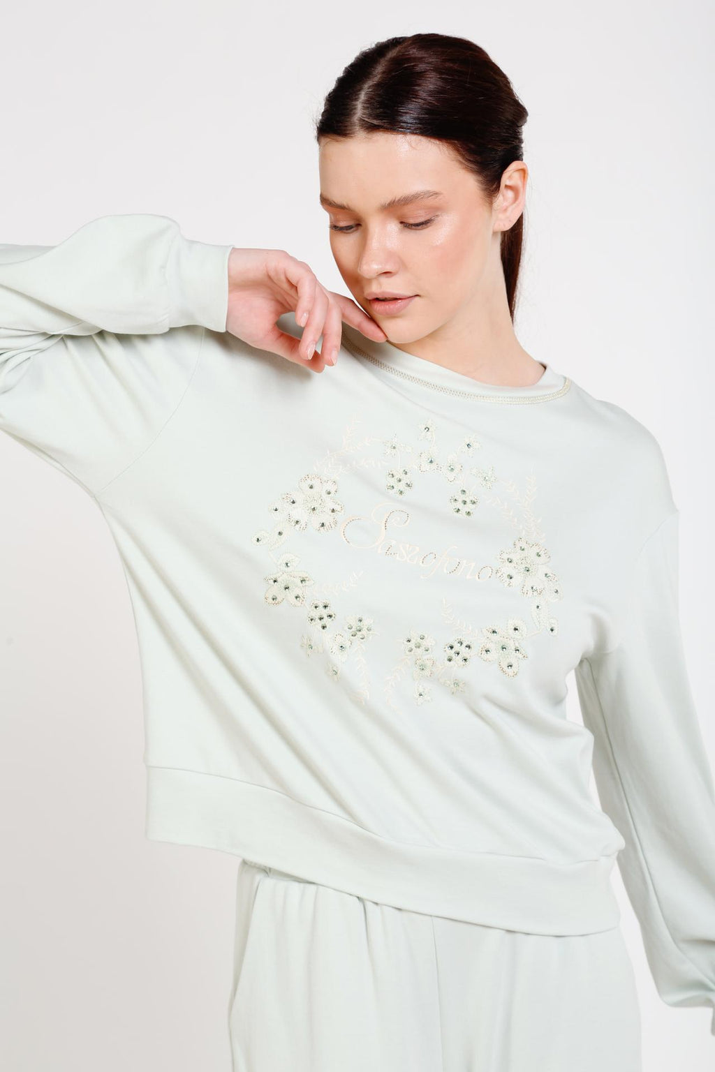 Nakış Ve Swarovski Taş Süslemeli Sweatshirt